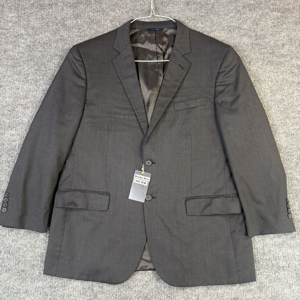 Brooks Brothers Suit Jacket Mens 44S Gray Madison Fit Wool Preppy Italy Made